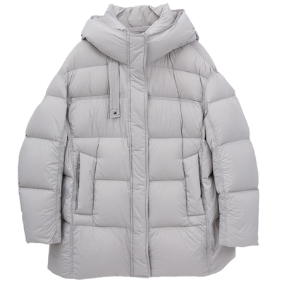 爱居兔休闲保暖中长款羽绒服2025年冬季新款女连帽防风抗寒冬外套