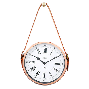 欧式客厅大号挂钟现代简约家用北欧创意金属铁艺皮带卧室静音钟表