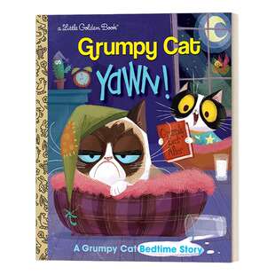 英文原版绘本 Yawn! a Grumpy Cat Bedtime Story Little Golden Book 打哈欠 不爽猫睡前故事 兰登书屋精装小金书 英文版进口书籍