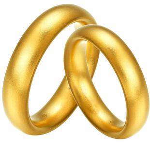 周六福古法黄金戒指男女计价足金结婚情侣对戒婚嫁三金新年礼物