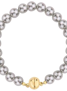 桑蕾近圆银灰色仿珍珠手链