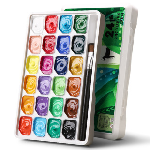 马利水粉颜料套装小学生24色果冻颜料美术生专用初学者水粉画工具专业全套盒装儿童色彩绘画马力牌官方旗舰店