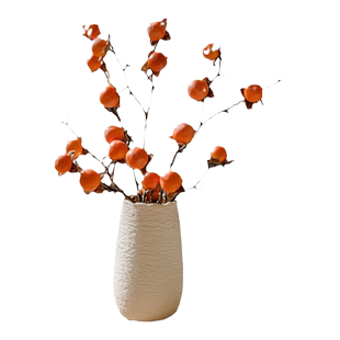 掬涵仿真柿子果实树枝假花插花客厅餐桌装饰品摆件柿柿如意摆设