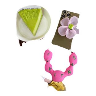 小众创意DIY粉花绿钻挂绳手机壳适用于15Promax防摔13斜挎12华为小米荣耀苹果iPhone14新款mate60pro手腕nova