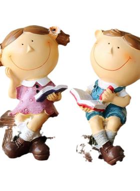 扎小辫卡通人物摆件房间装饰品