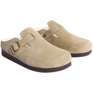 升级版羊毛一体勃肯鞋女真皮博肯豆豆鞋秋冬加绒厚底雪地靴懒人靴