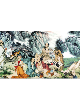 室内招财各显神通画芯自粘八仙图