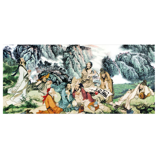 八仙过海招财年画客厅室内挂画各显神通八仙图打印画芯自粘壁画