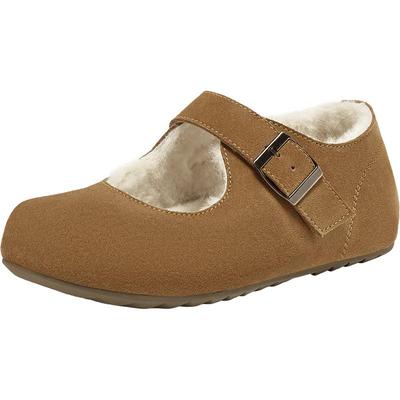 百思图2025冬季新款勃肯鞋时尚复古休闲加绒女单鞋J9516DQ5