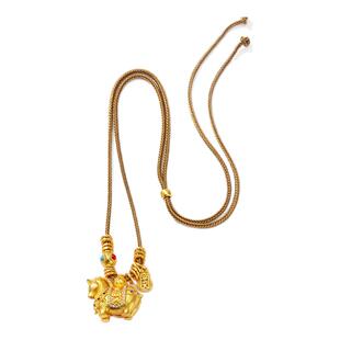 卡洛美马上有钱项链女手工炸珠浮雕唐马吊坠小胖马盘缠项链毛衣链