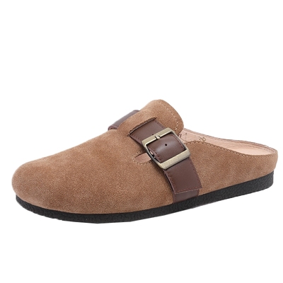 百田森牛皮勃肯拖鞋女