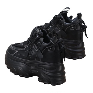 2025秋季厚底松糕高帮休闲小白鞋超高跟内增高12CM小个子老爹鞋子