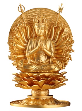 纯铜镀金千手观音家居佛像摆件