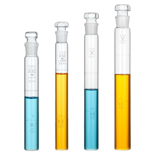 【假一赔十】天玻具塞比色管纳氏具塞平底比色管10/25/50/100ml磨口玻璃塞化学实验器材A级真品标识喷砂工艺