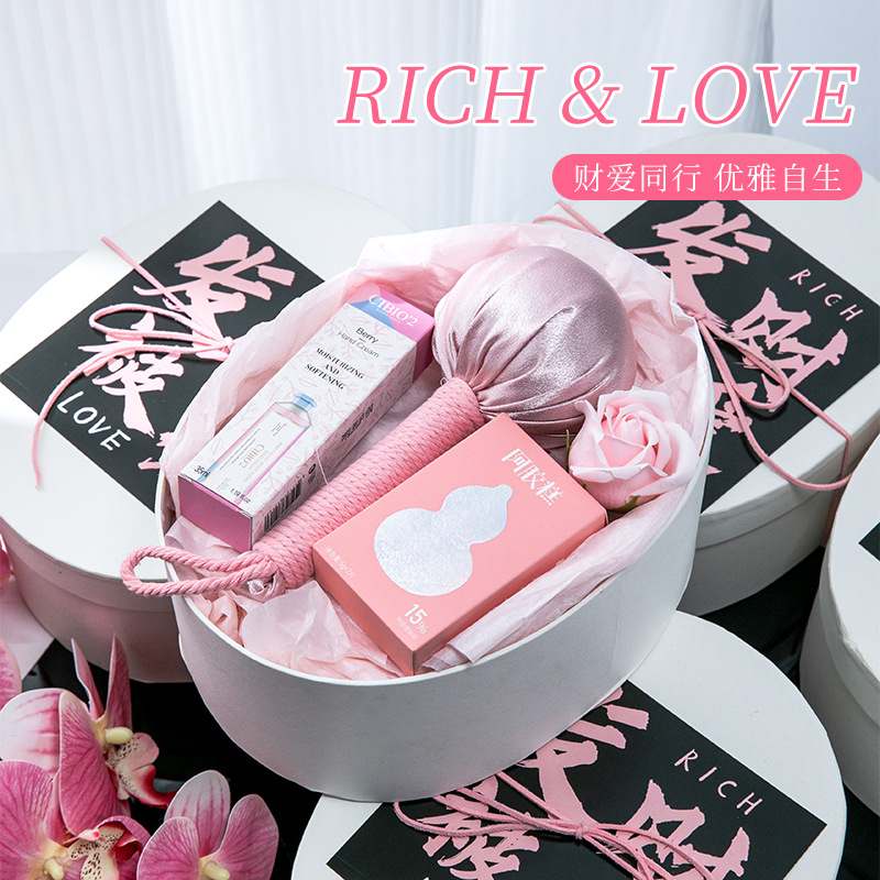 白色椭圆礼盒伴手礼商务礼品奢轻美高级业活动套装实用小感礼盒