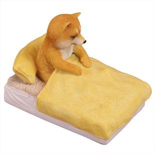 创意送单身狗礼物仿真柴犬小狗睡觉摆件树脂宠物可爱桌面装饰品