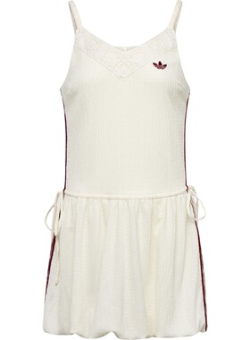 adidas阿迪达斯三叶草女子南法假日度假风蕾丝连衣裙花苞裙KX0726