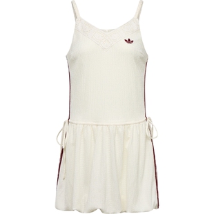 adidas阿迪达斯三叶草女子南法假日度假风蕾丝连衣裙花苞裙KX0726