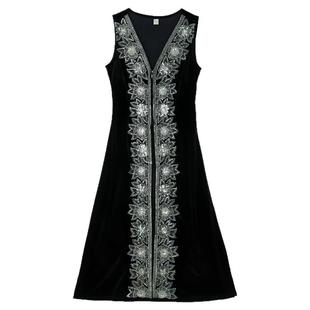 2025年新款新疆舞蹈演出服长马甲女金丝绒绣花款高定坎肩维族舞服