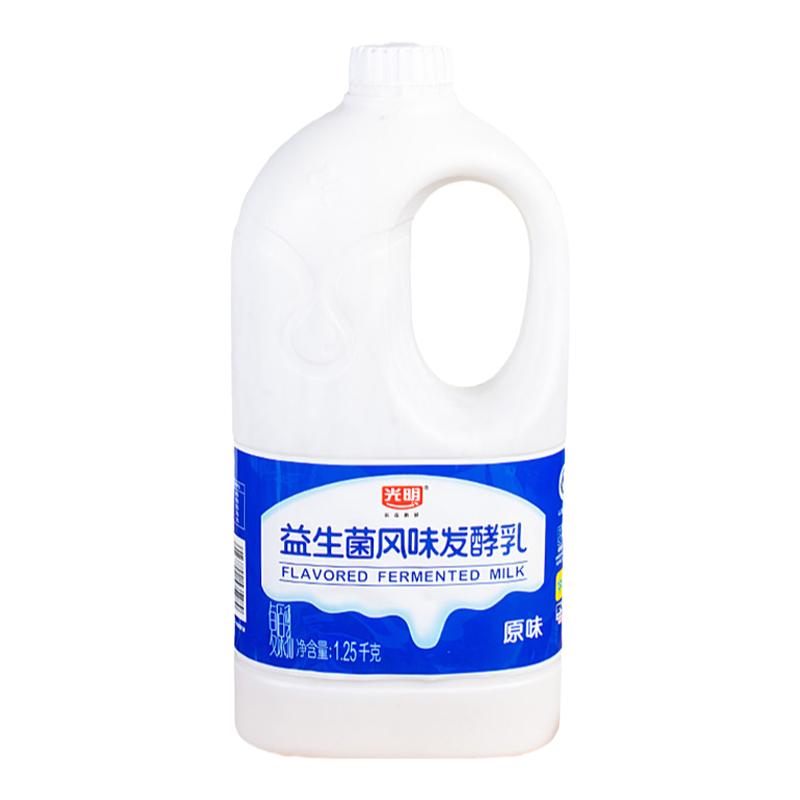 光明益生菌大桶酸奶1.25kg*2/1桶裝新鮮益生菌風(fēng)味發(fā)酵乳低溫冷藏