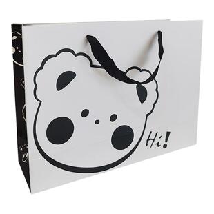 手绘风表情熊手提袋定制服装店礼品袋高档纸袋定做礼袋购物包装袋