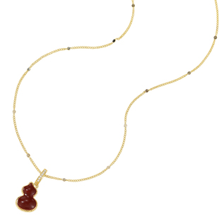 DODOGOGO双面葫芦项链女款轻奢小众锁骨链秋冬红色毛衣链吊坠配饰