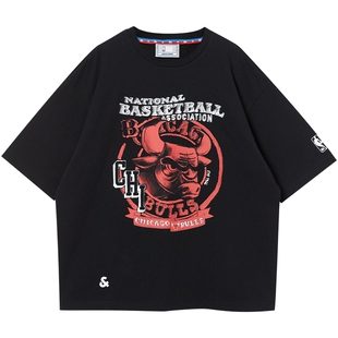 杰克琼斯秋季时尚潮流篮球NBA联名芝加哥公牛队短袖t恤上衣男装