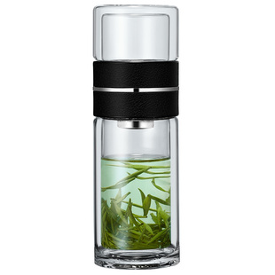 琪虎茶水分离泡茶杯个人专用男士高档大容量玻璃杯子定制logo礼品