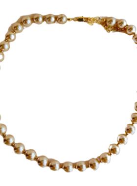 香槟色琉璃珍珠女中古款项链
