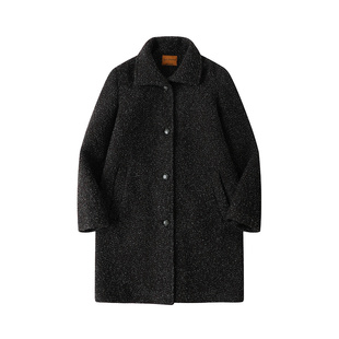 Cycle Document灰绿色质感显瘦羊毛大衣女通勤OL风中长款毛呢外套