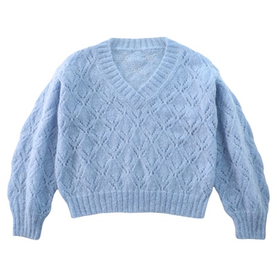 飘羽花样镂空套头毛衣材料包