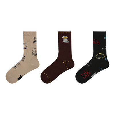 R9102插画风秋季中筒袜