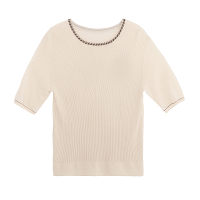 早秋新款圆领中袖上衣针织衫