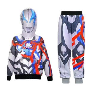 奥特曼衣服发光外套长裤套装男童赛罗特利迦布莱泽长袖连帽秋新品