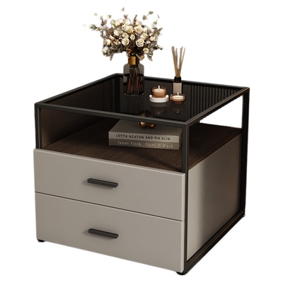 厂家直销实木玻璃床头柜方形边几