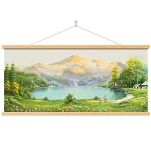 日照金山客厅装饰画聚宝盆山水风景油画高档大气沙发背景墙挂画