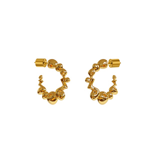 盐岛湖石小圈耳环小众气质耳钉时尚设计感耳饰女金色高级独特耳圈