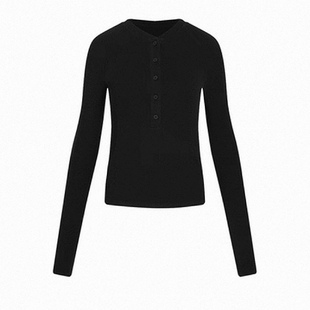 AIRROOM很显瘦的加绒极简亨利领圆领正肩修身百搭打底长袖T恤