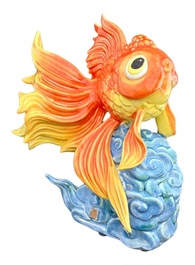 石湾陶瓷金鱼摆件金玉满堂