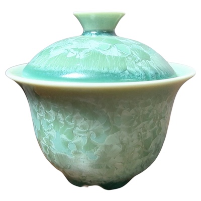结晶釉陶瓷二才盖碗茶杯单个办公家用高颜值功夫茶具茶碗泡茶防烫