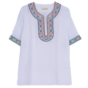 新疆民族风服装男女款休闲款绣花T恤情侣衬衣宽松款维族舞蹈上衣