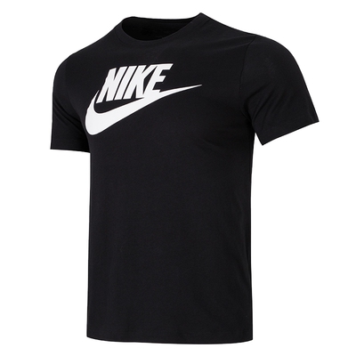 NIKE耐克黑色纯棉短袖男款夏季运动服宽松半袖透气T恤上衣 AR5005