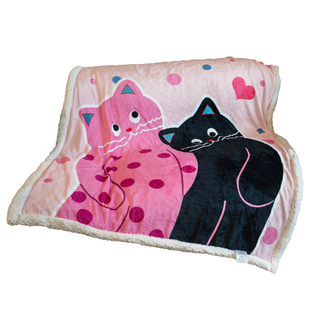 花脸猫可爱ins风沙发毯舒适简约卡通羊羔绒牛奶绒毛毯保暖盖毯巾