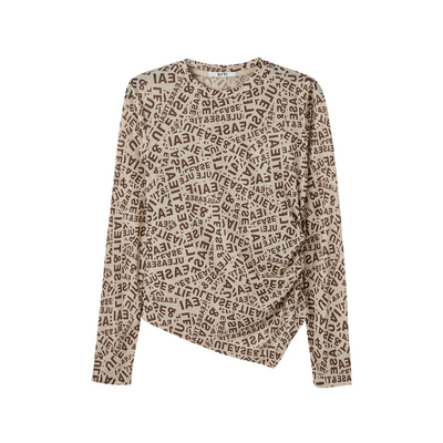 U/TI不规则花版皮肤衫女设计感抽褶叠穿休闲上衣尤缇时尚秋季新款