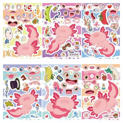 8款卡通动物蝾螈贴纸diy