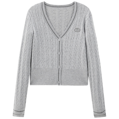 【商场同款】乐町基础logo针织开衫女秋季上衣C2EDE3B14