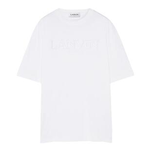 LANVIN浪凡 男士夏季简约休闲宽松基础百搭白色纯色LOGO短袖T恤