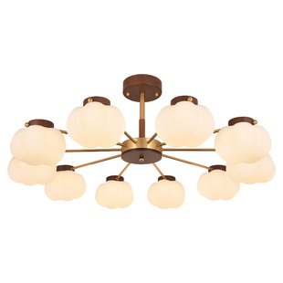 客厅灯北欧复古奶油吊灯实木艺中古风餐厅灯具2025新款棉花卧室灯