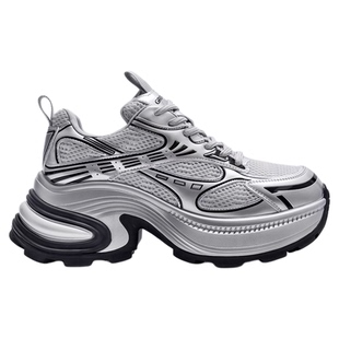 银色老爹鞋女2025年秋季新款厚底增高休闲运动鞋女百搭透气跑步鞋