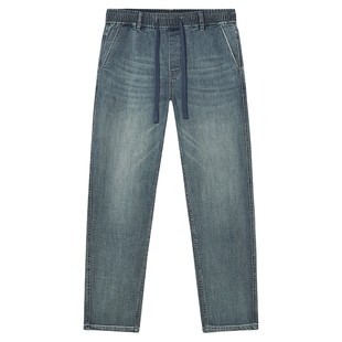 热风男士牛仔裤2025年秋季新款舒适松紧腰牛仔裤直筒锥型牛仔长裤